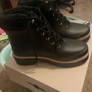 Marc Fisher Black Winter Boots with Fur Trim